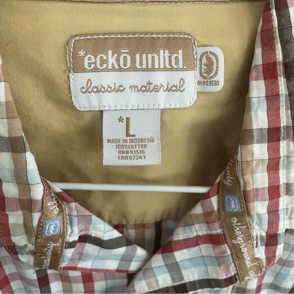 ECKO UNLTD Men's Button Down Plaid Short Sleeve 100% Cotton Shirt Size Large - Picture 3 of 10